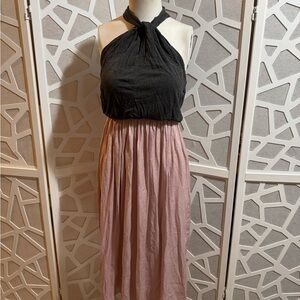 LOFT Charcoal Pink Halter Dress